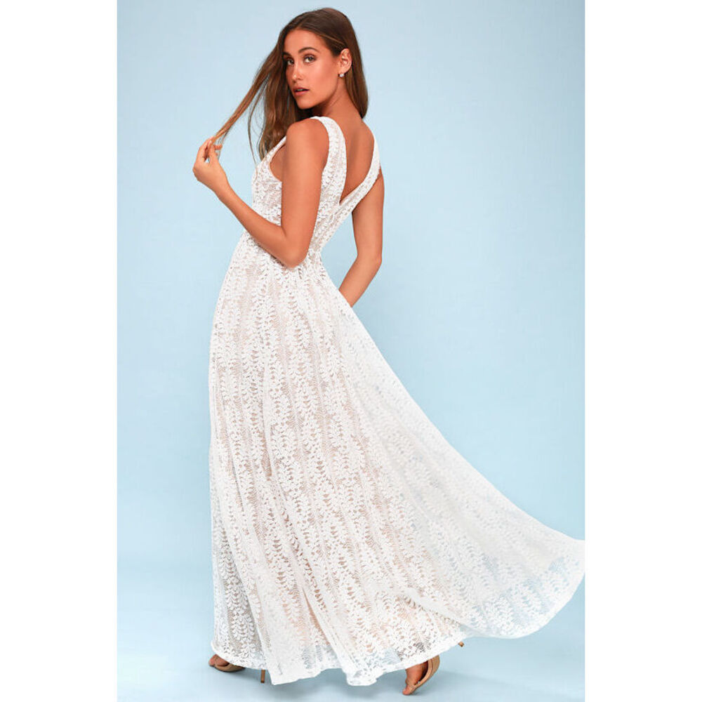 Lulus Eliana White Lace Maxi Dress - Size X-Small